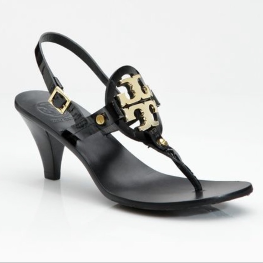 Tory Burch leather kitten heal sandals